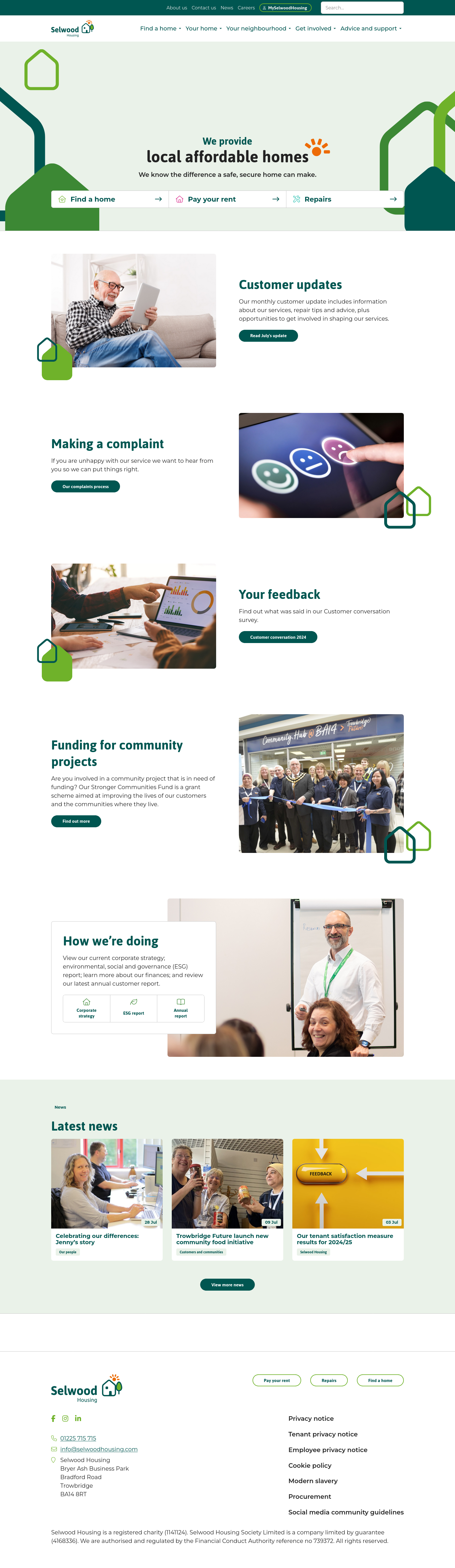 Selwood Housing website screenshot